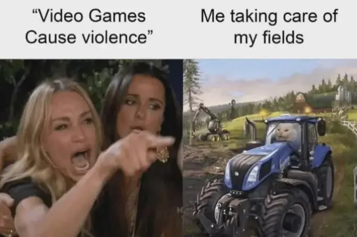 “Video Games Cause violence” Me taking care of my fields