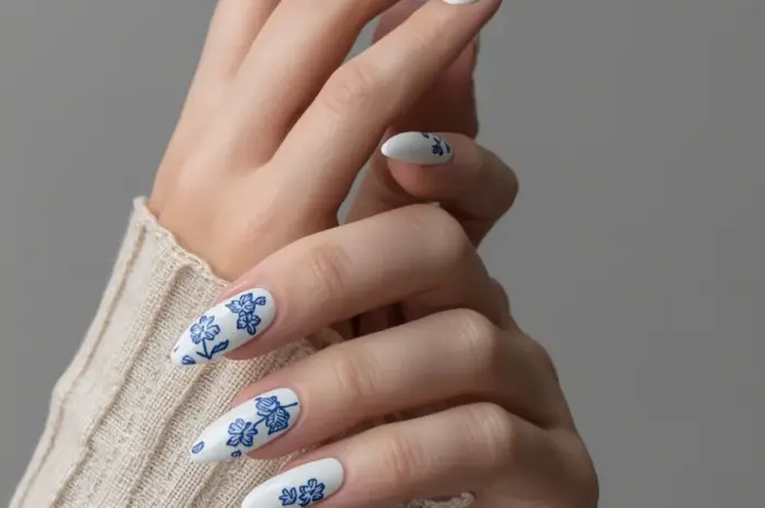 10 Dreamy Blue & White Floral Nail Designs for a Perfectly Pretty Manicure