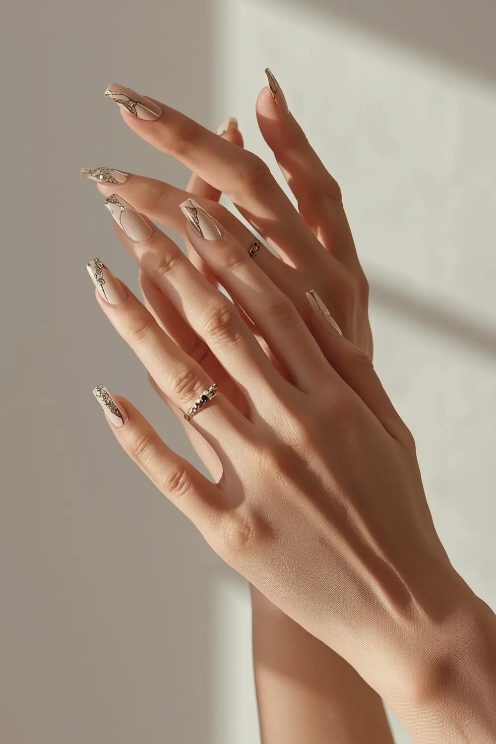 10. Geometric Chrome Inlay on Nude