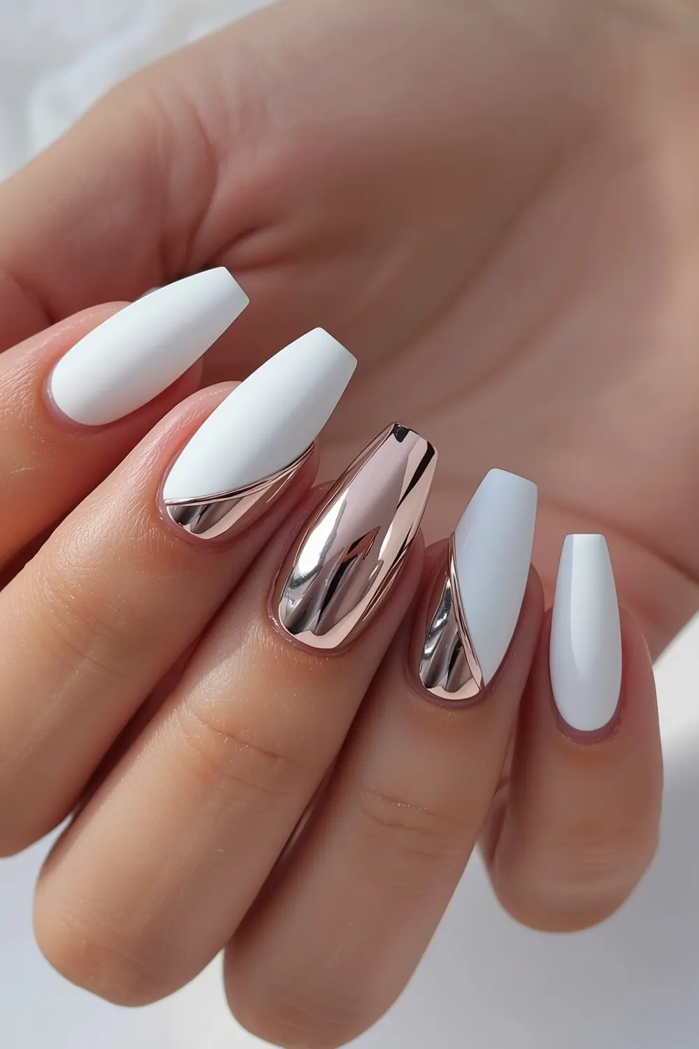 10. Matte White with Glossy Chrome Inlay