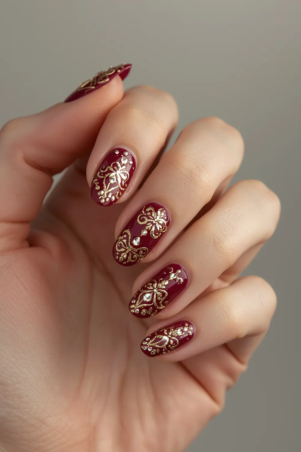 4. Baroque Brilliance: Gold Chrome & Crystal Embroidery