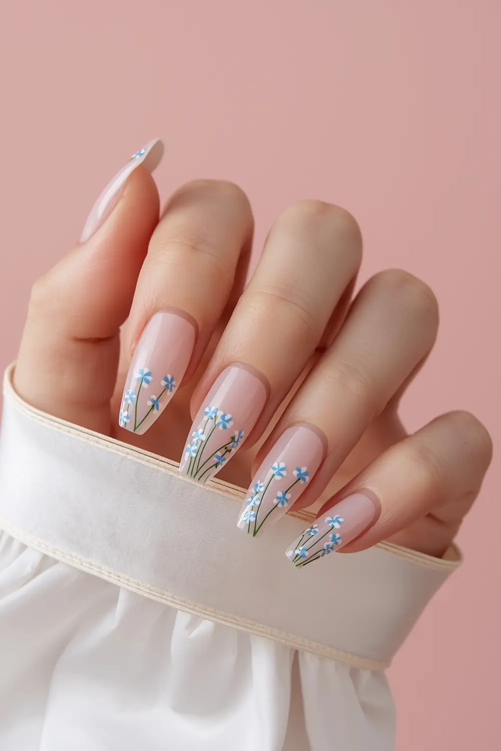 4. Frosted Forget-Me-Not French Tips
