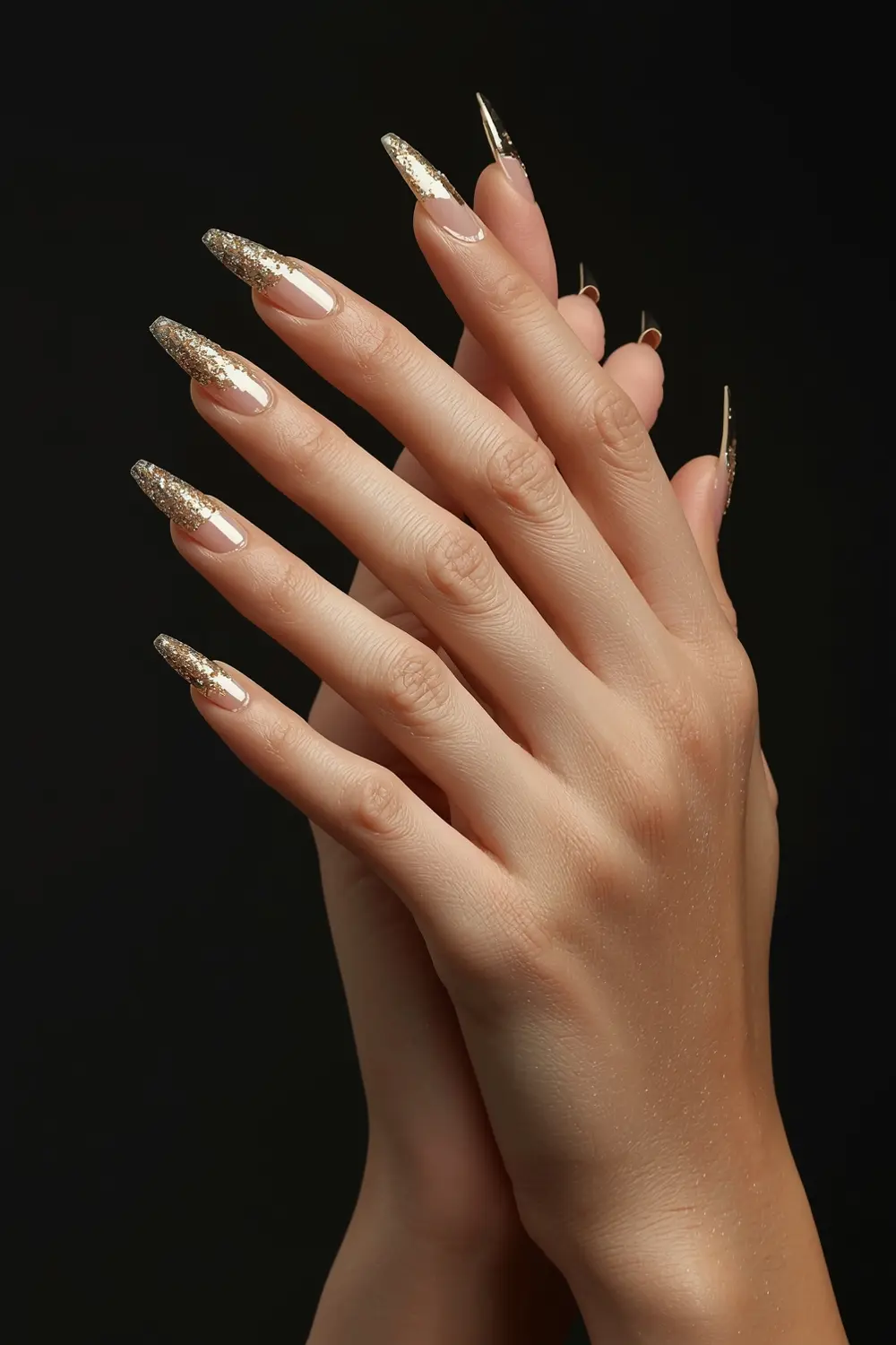 4. Glitter Gradient into Gold Chrome