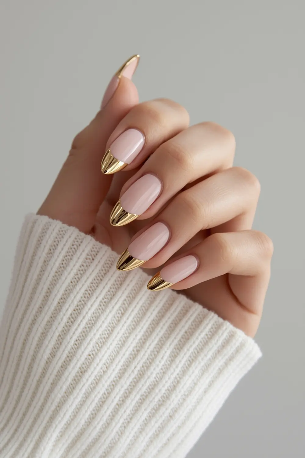 4. Gold Chrome French Tip Reinvented