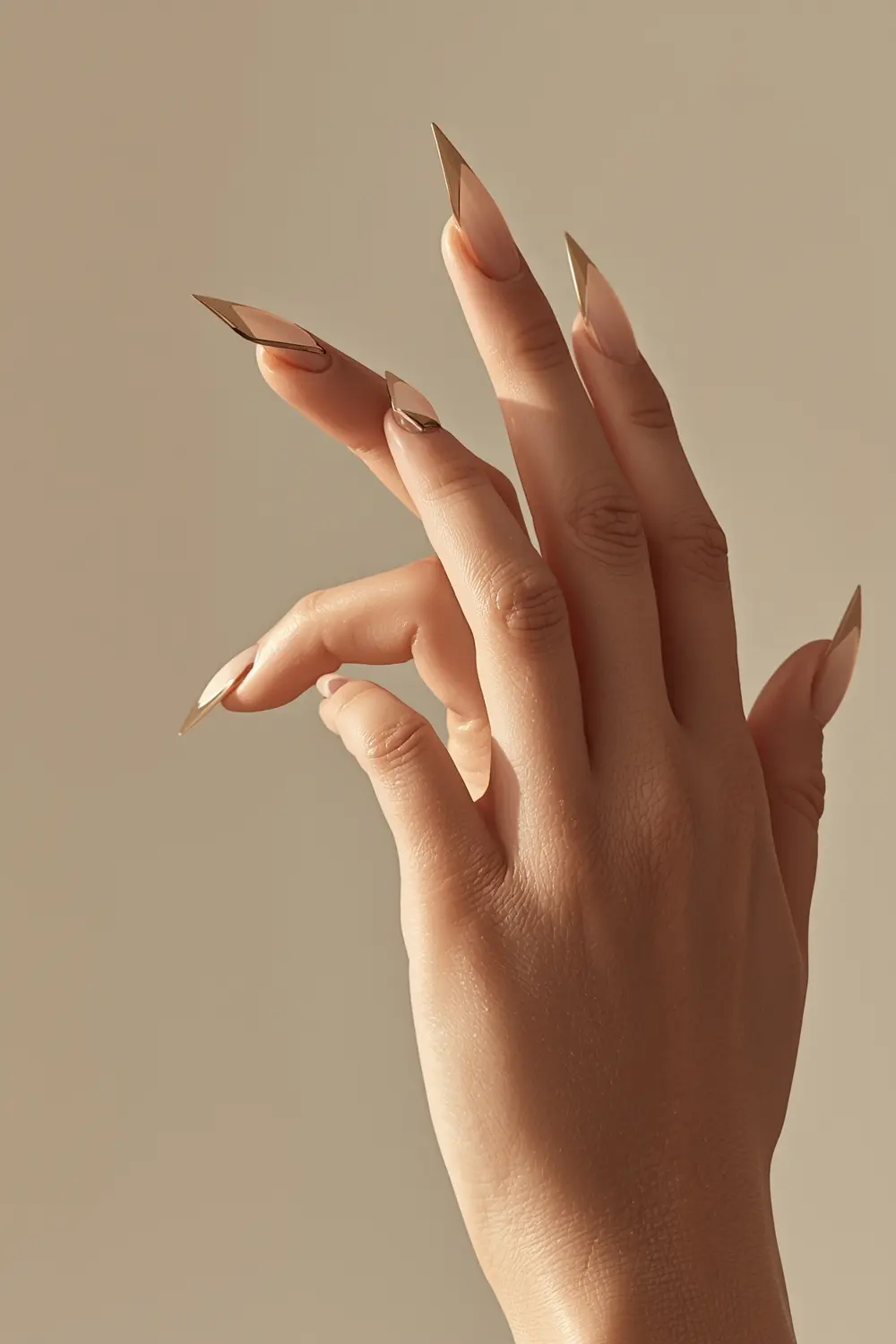 4. Gold Chrome French with a Graphic Twist