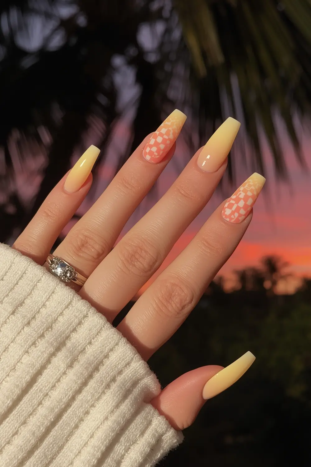 4. Sunset Ombré Checker Fade