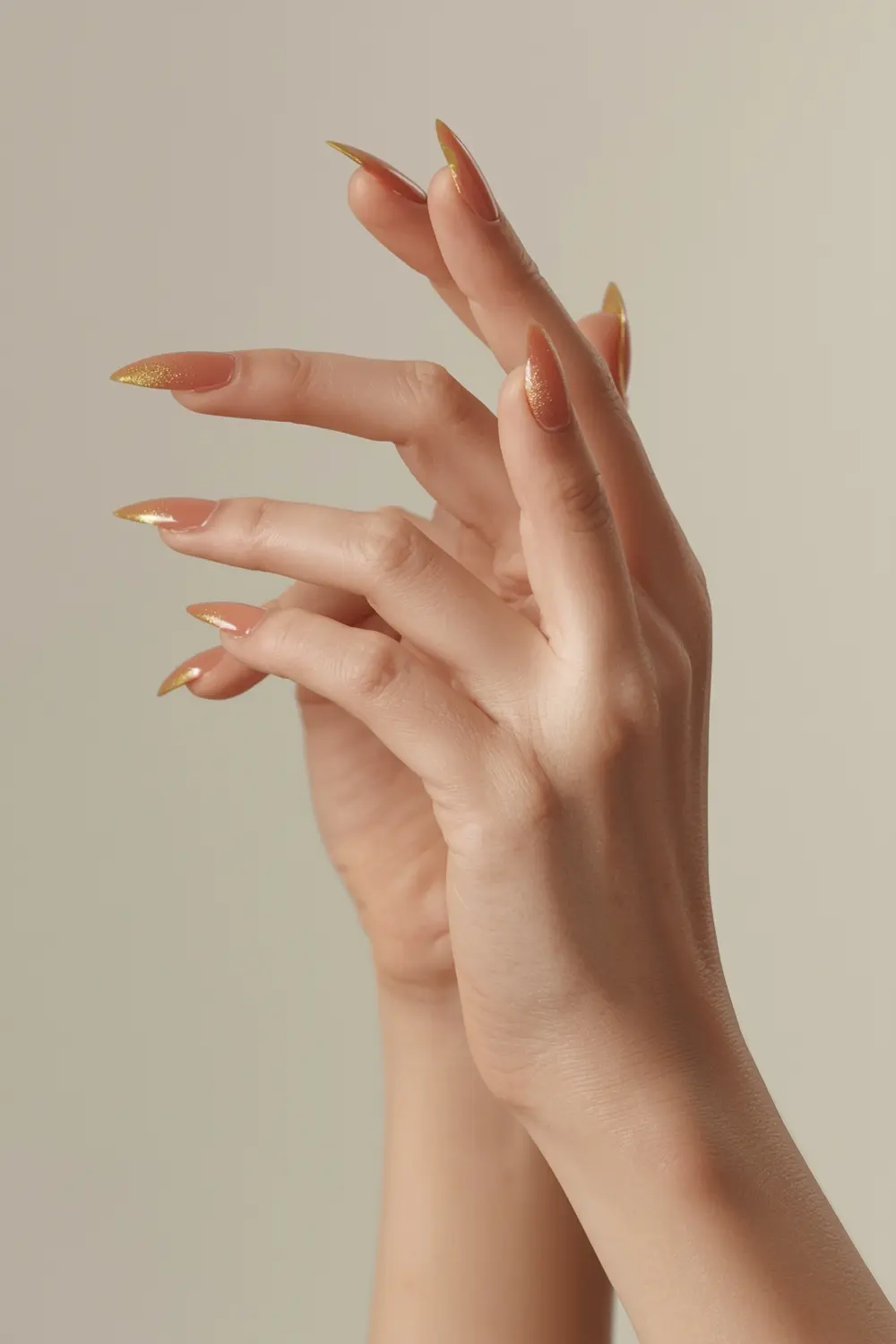 5. Sunset Ombré Chrome: Peach to Gold Gradient