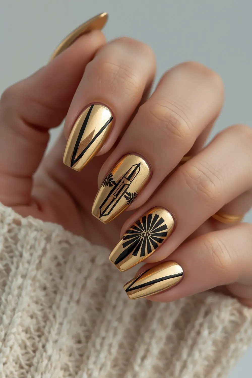 6. Art Deco Accent Nail