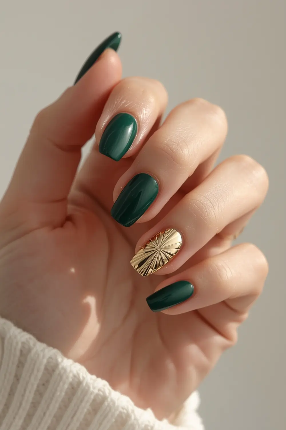 6. Art Deco Chrome Accent Nail