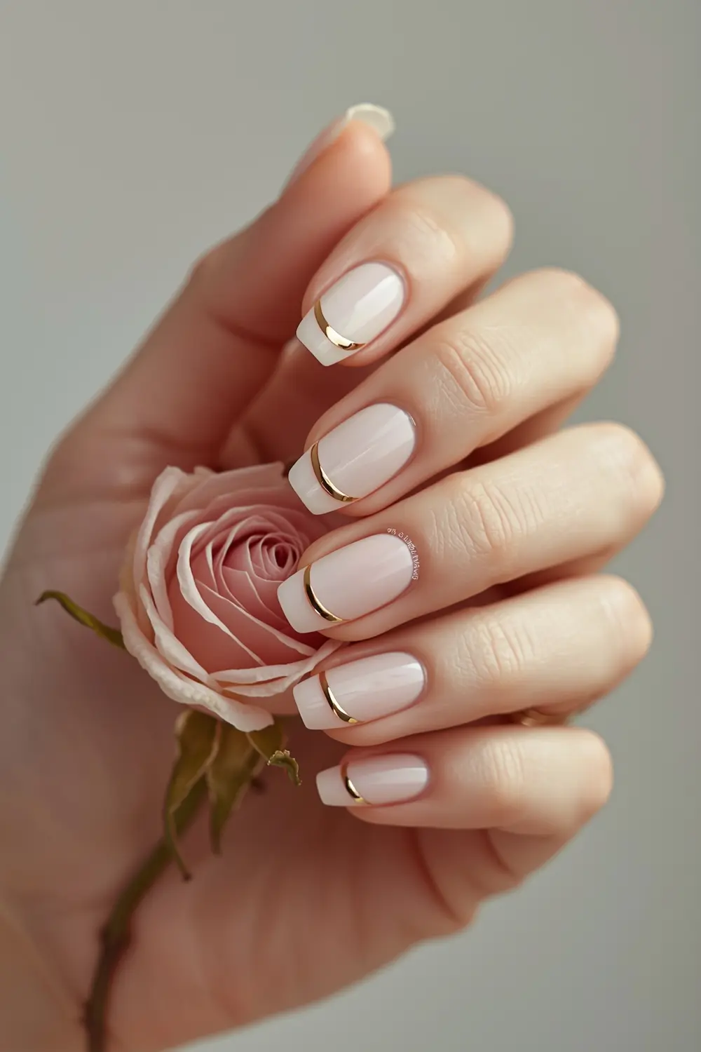 6. Frosted Rose Quartz with Gold Chrome Moons