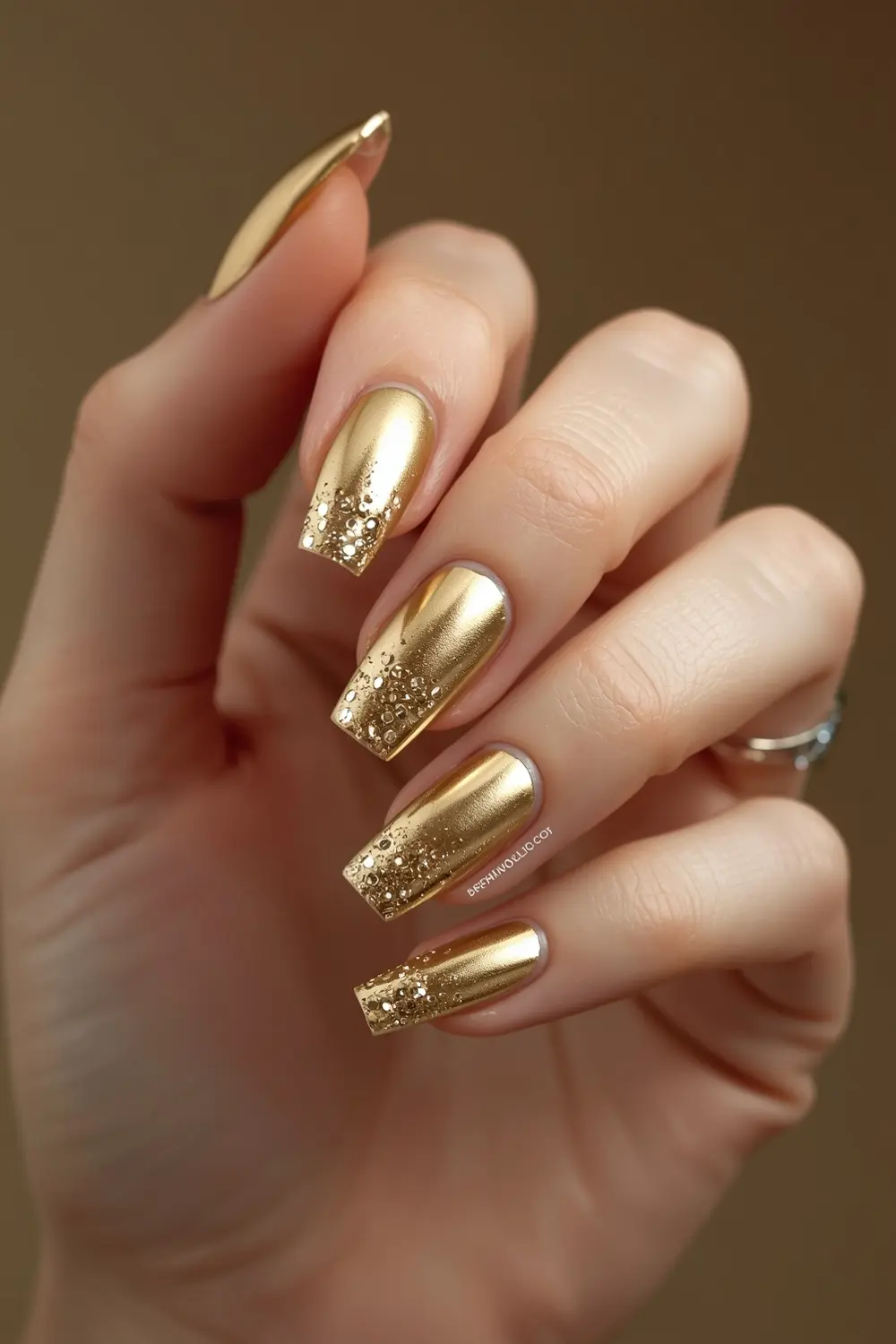 6. Gold Chrome Glitter Gradient