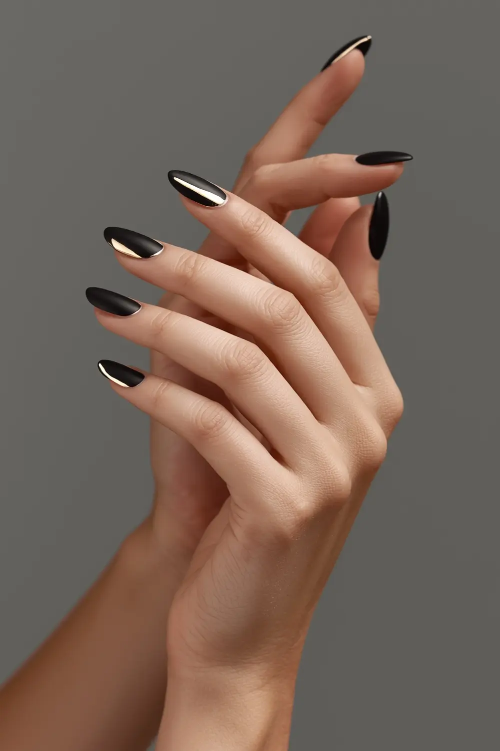 6. Gold Chrome Half-Moon Manicure