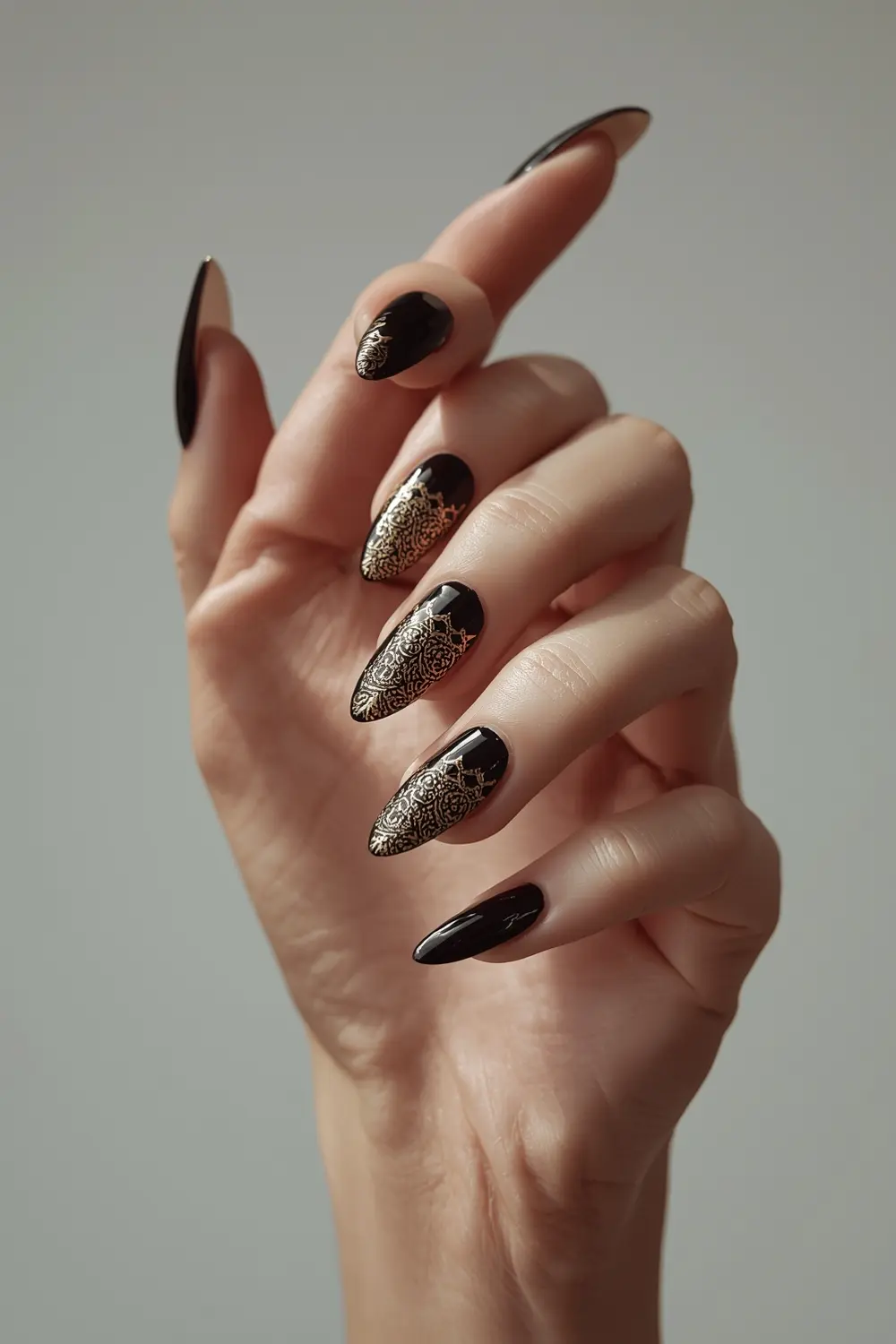 6. Gothic Romance: Black Lace & Gold