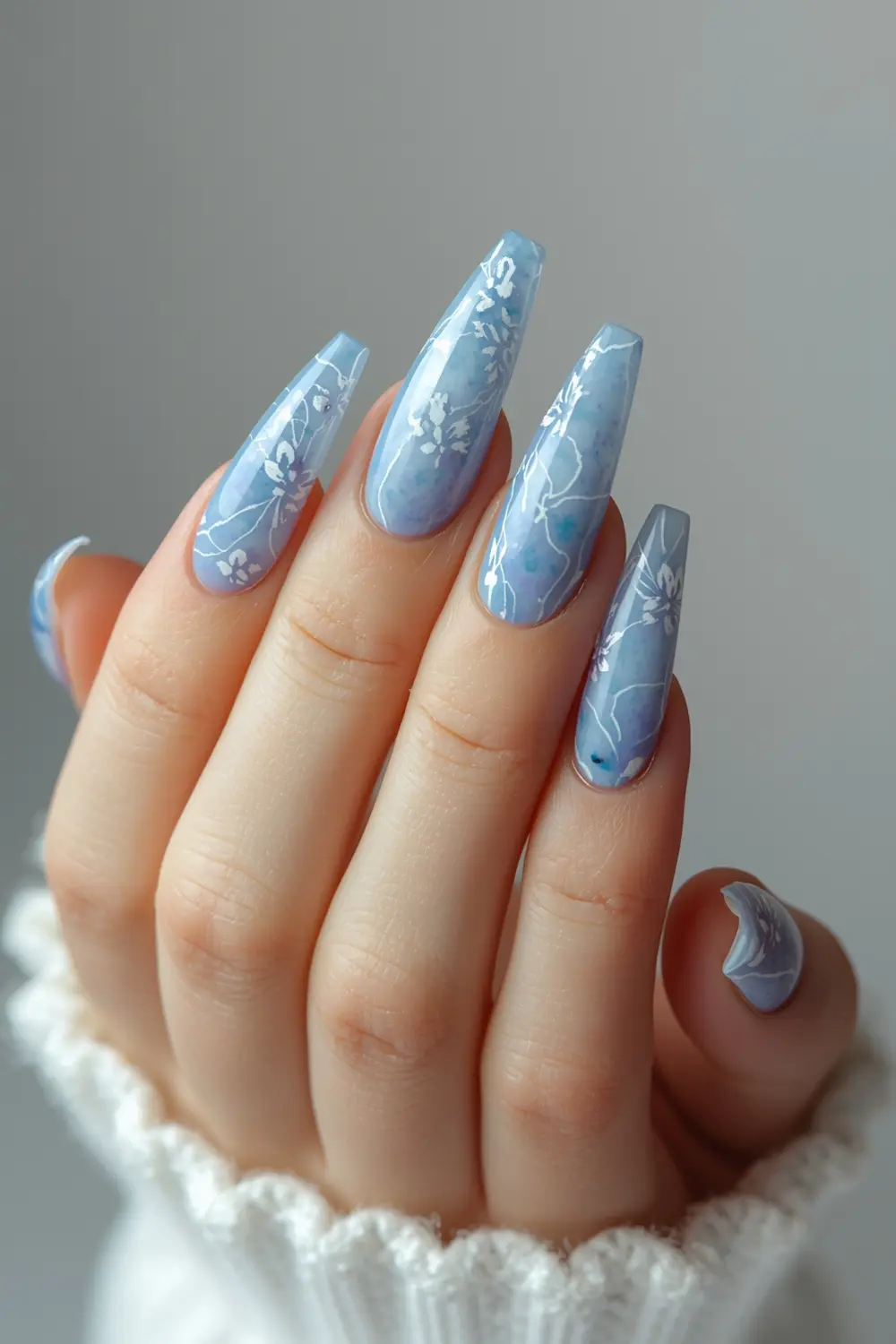 6. Icy Marble with Frosted Florals