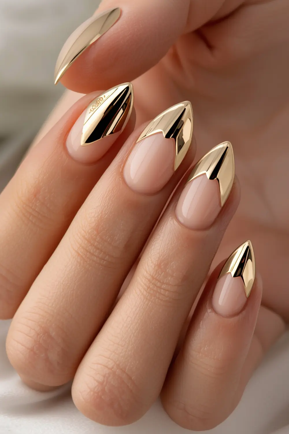 7. Chrome French Chevron: A Modern Angular Twist