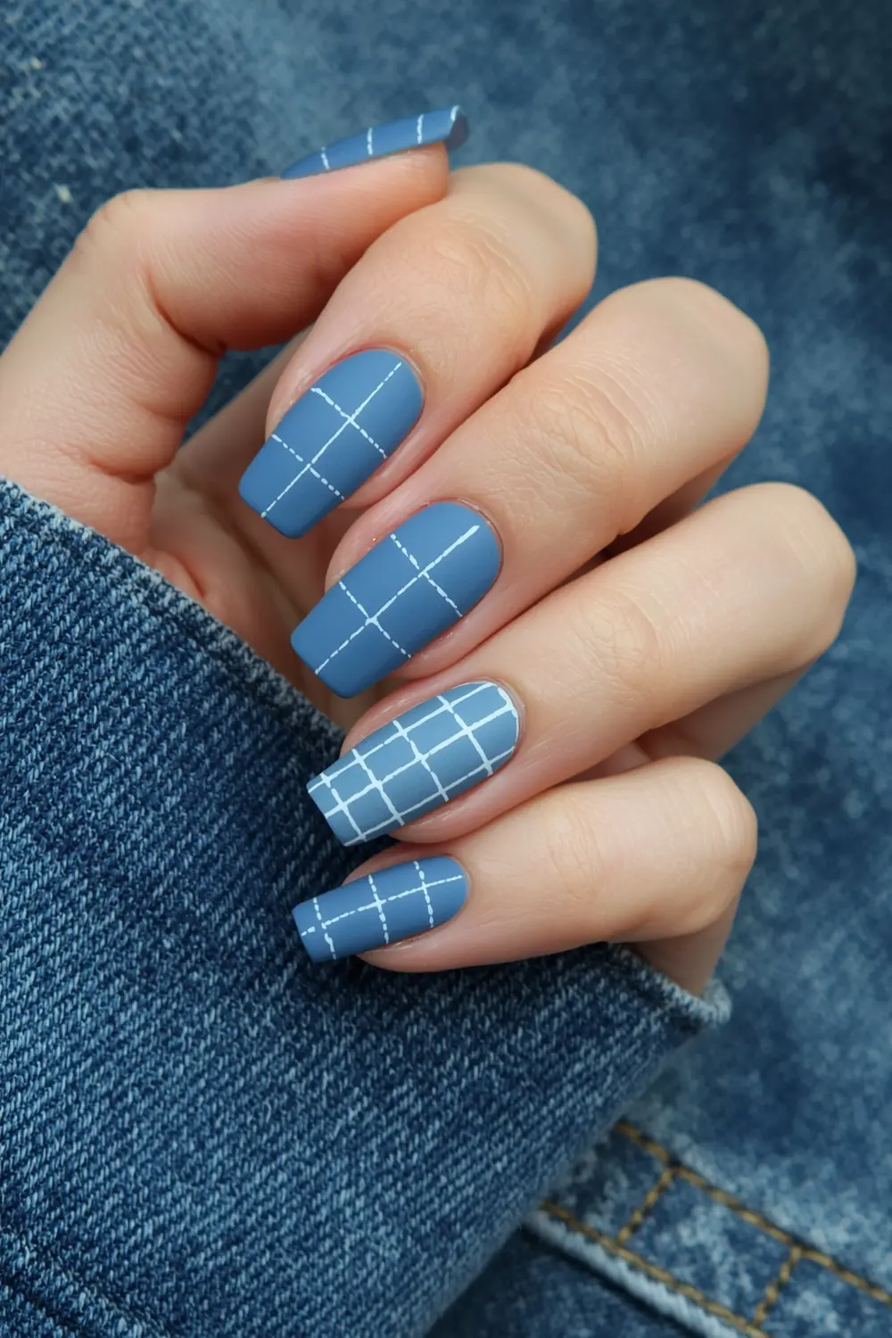 7. Denim Wash & White Stitch Check