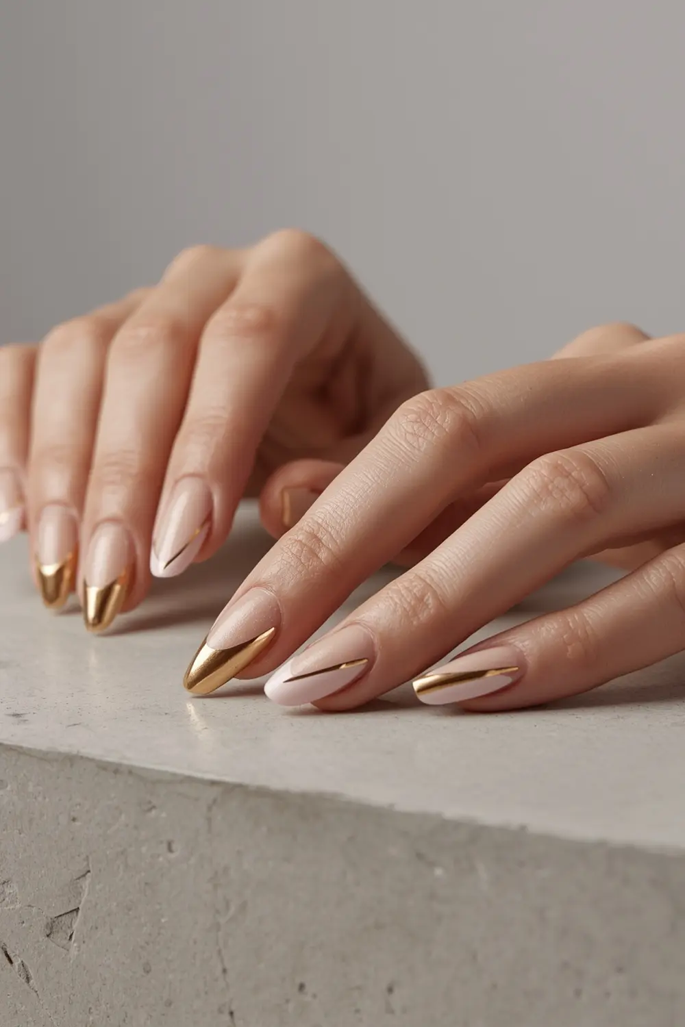 7. Dual-Finish Gold Chrome & Matte Beige