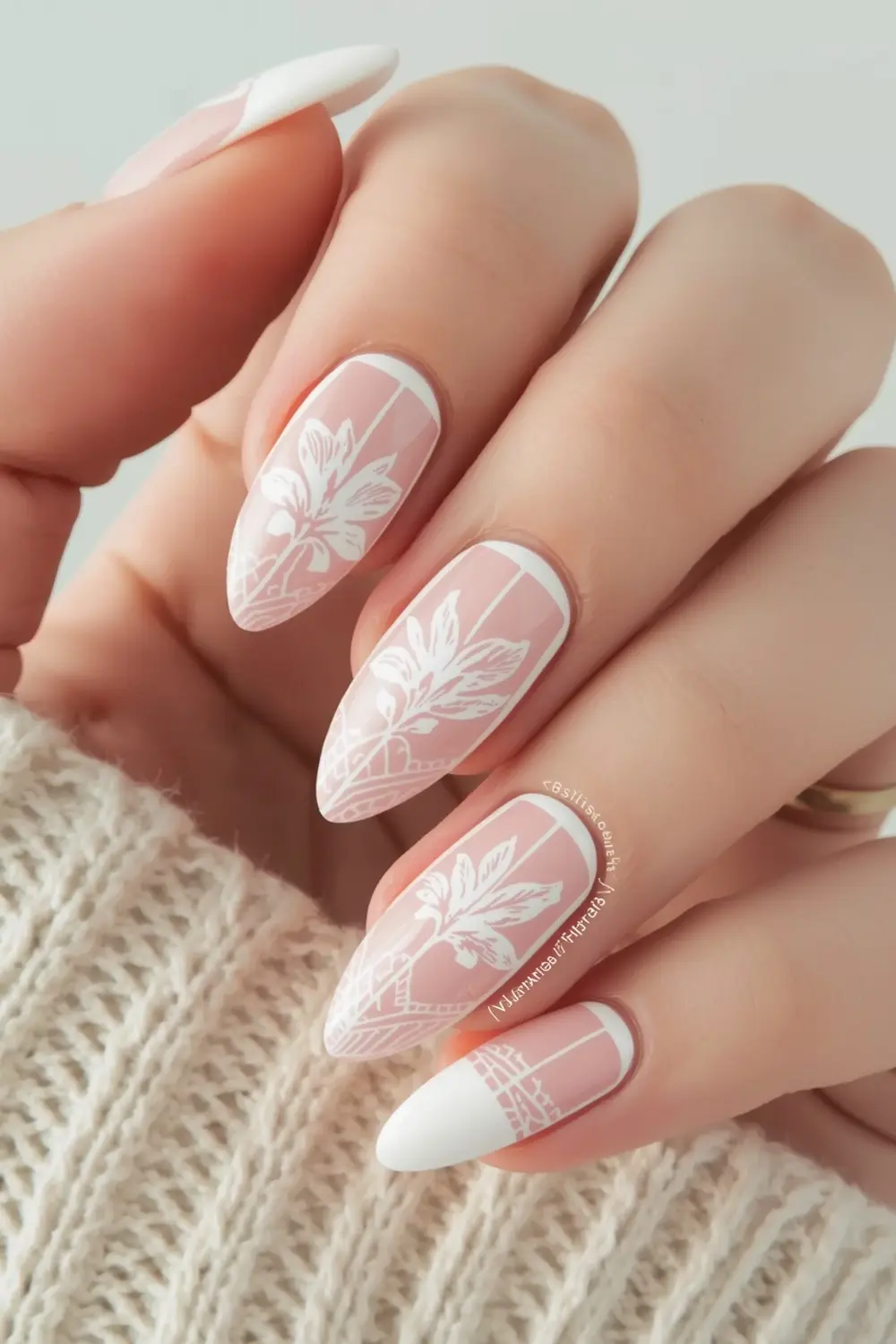 7. Geometric Pink & White Floral Tiles