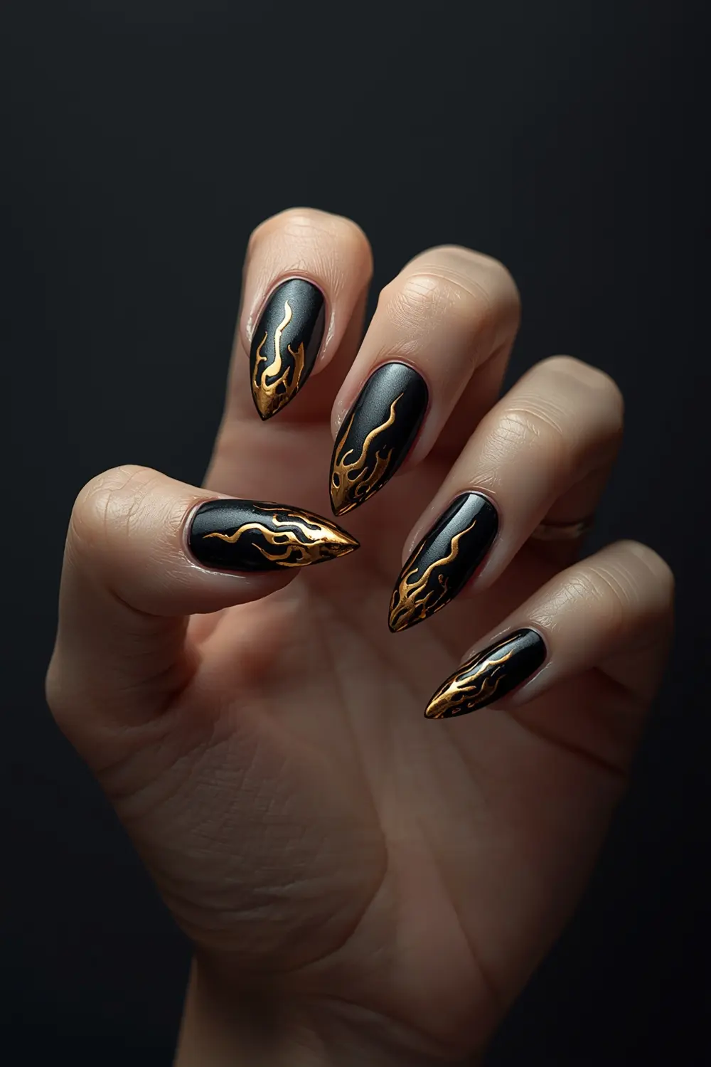 7. Gold Chrome Flames on Jet Black
