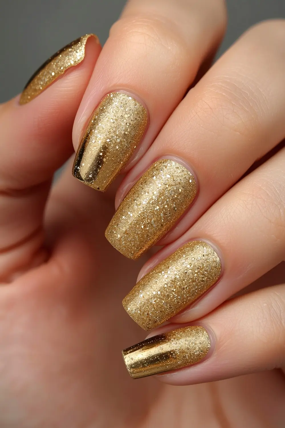 7. Gold Chrome Glitter Bomb Gradient