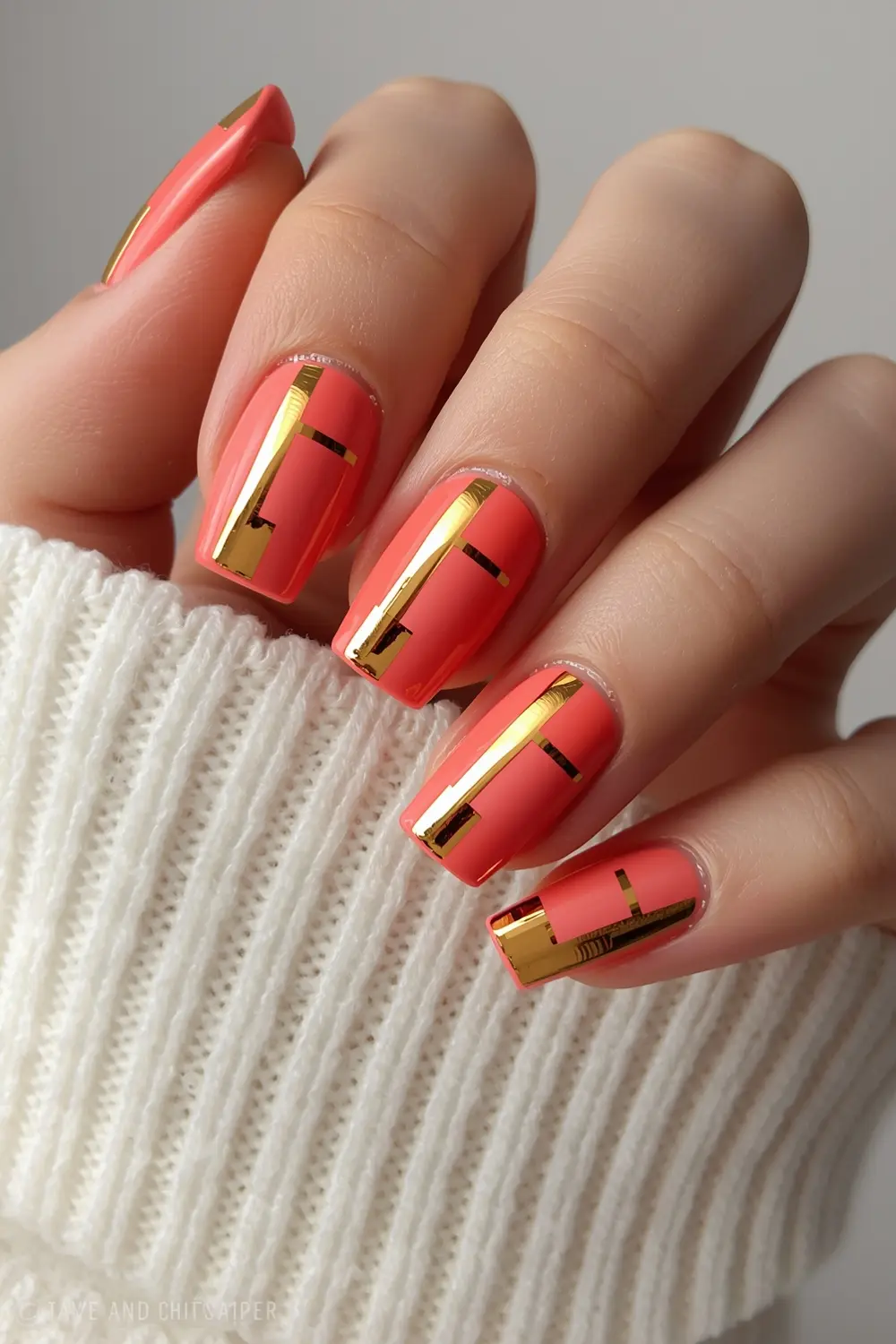 8. Geometric Color-Block with Gold Accent