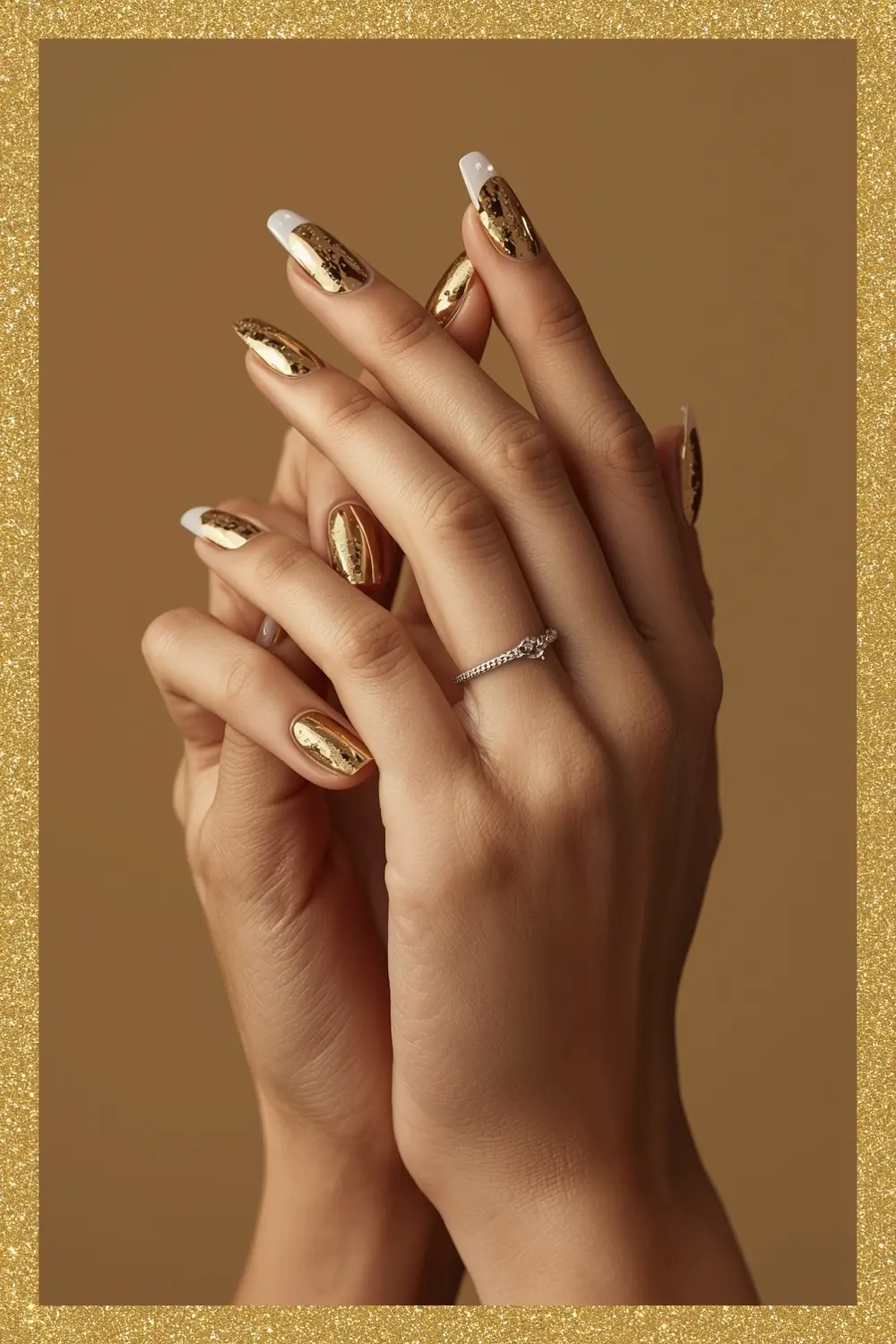 8. Glitter-Encrusted Chrome Border