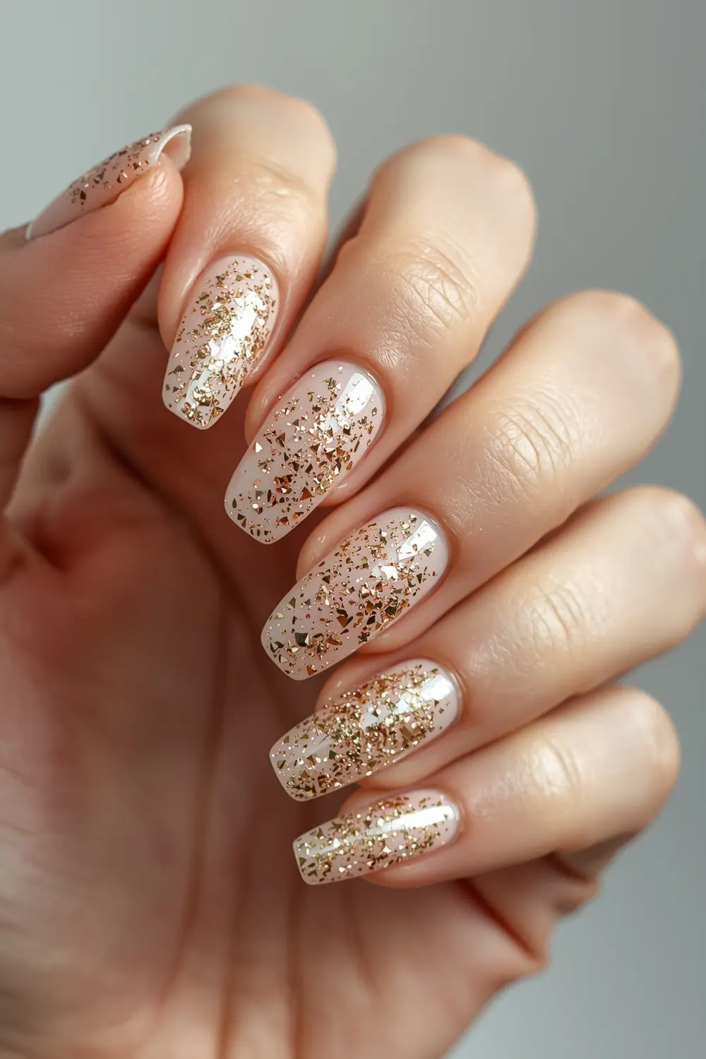 8. Gold Chrome Micro-Flakes on Clear Glass