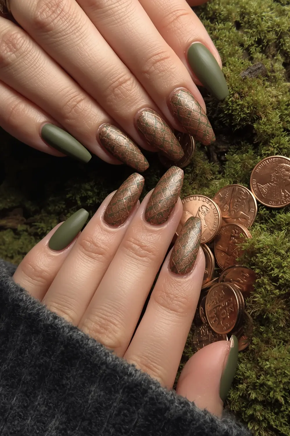 9. Matte Olive & Burnished Copper Check