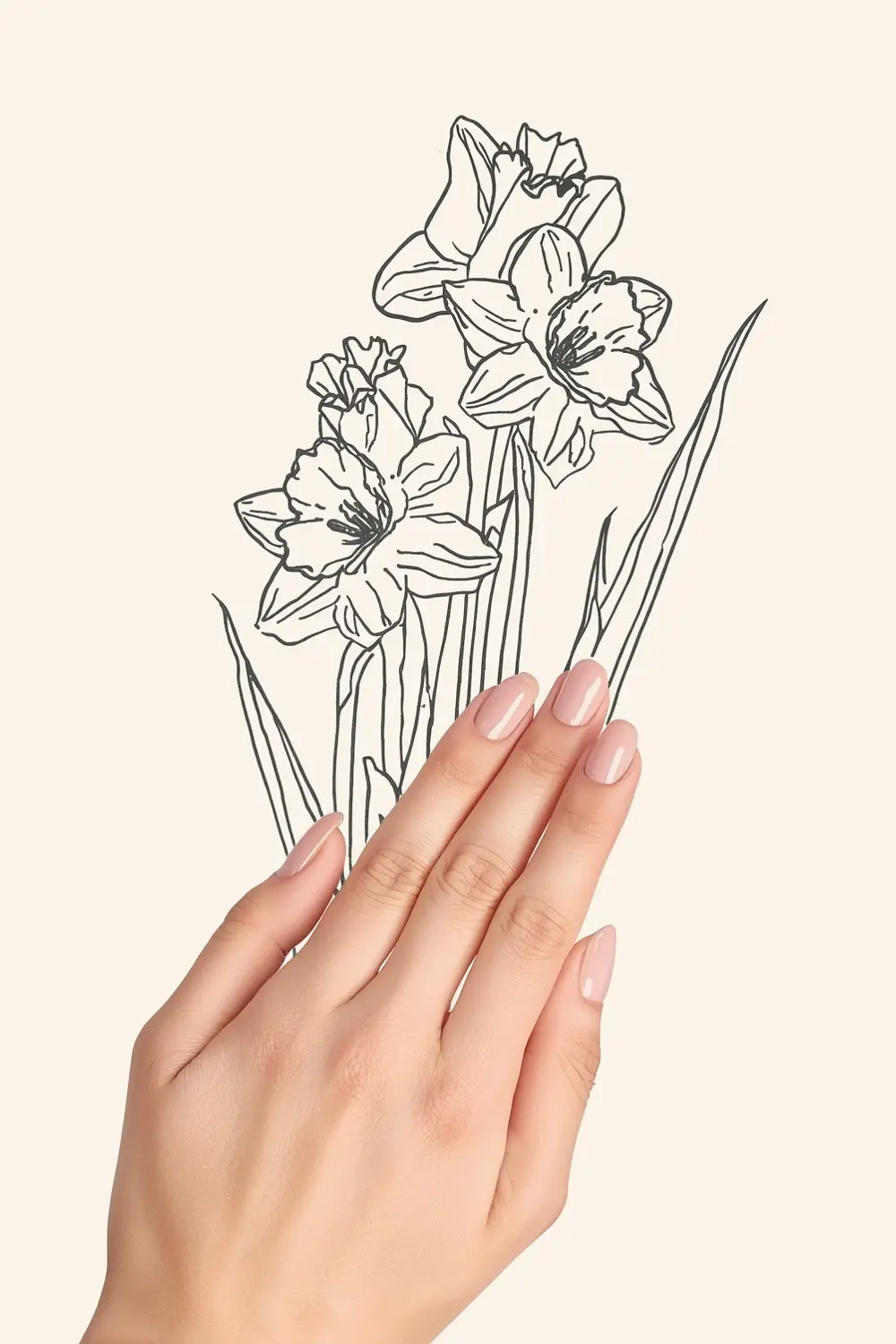 9. Monochromatic Line Art Daffodils