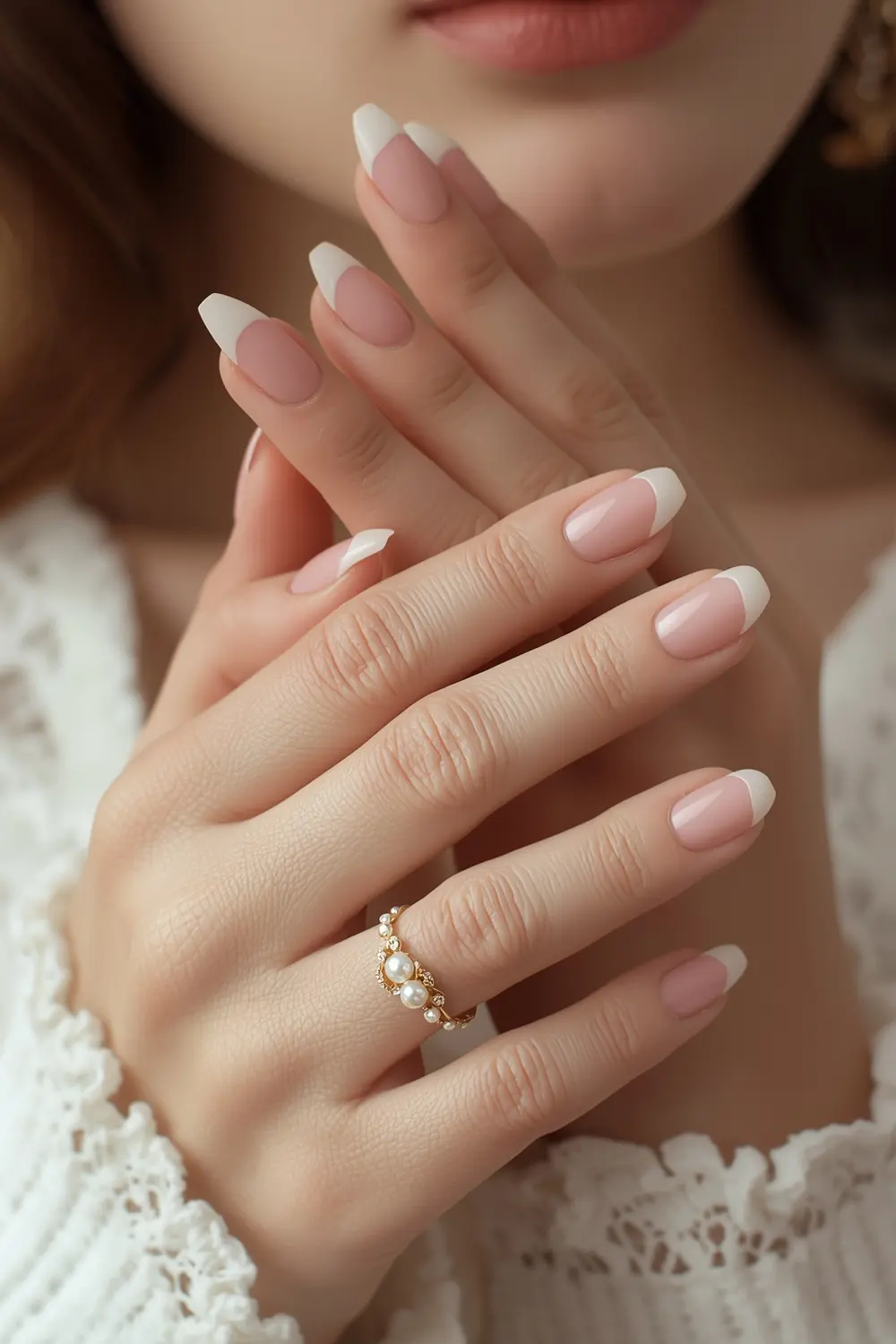 Chrome Micro-French with Pearl Accents
