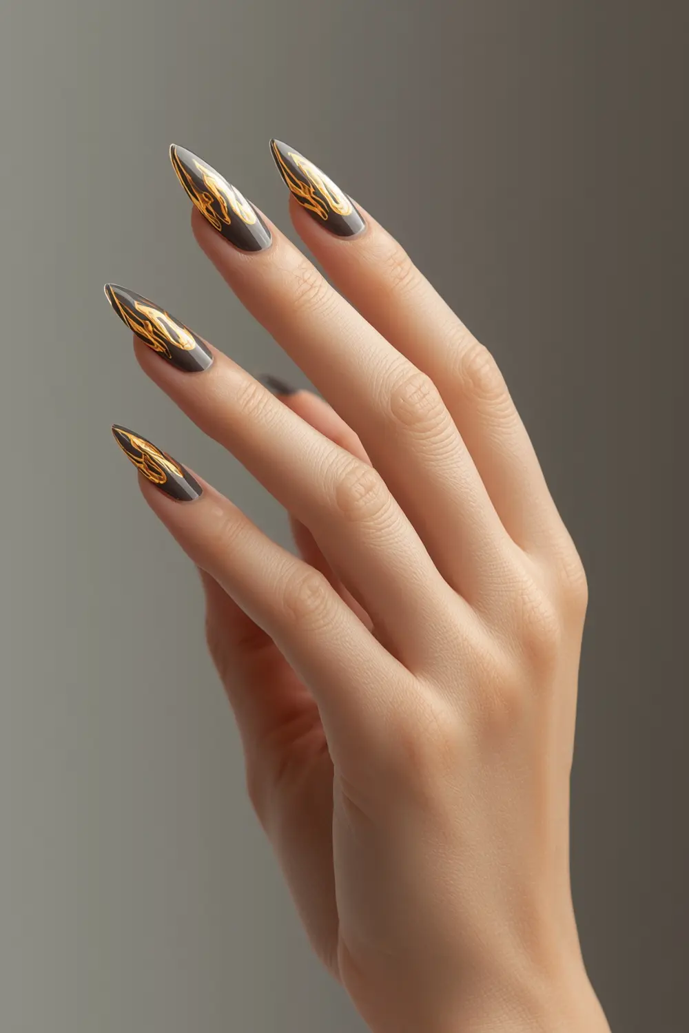 Gold Chrome Flames on Smoky Base